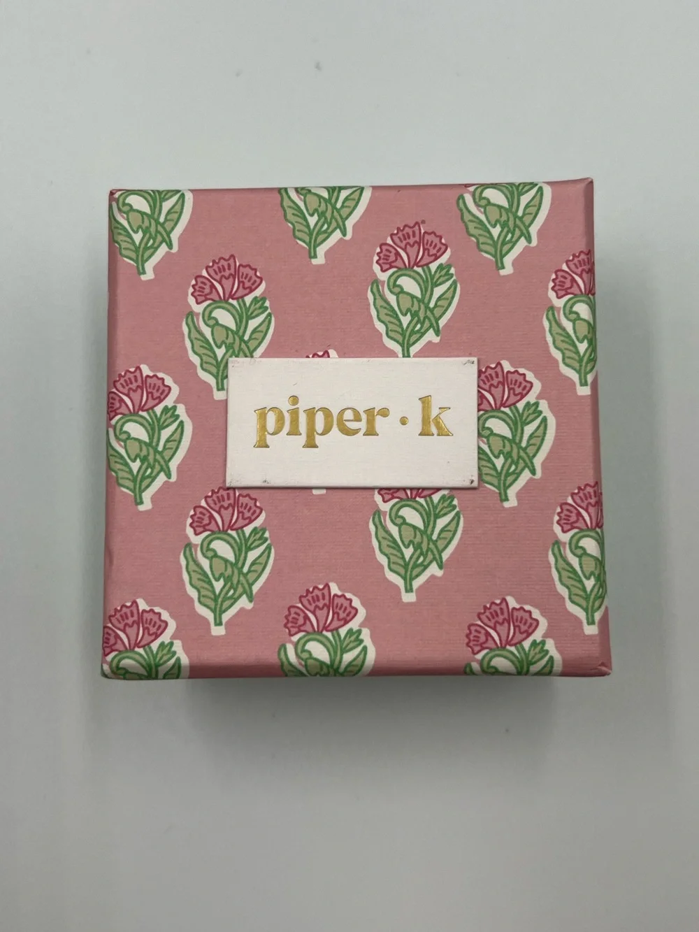Piper K Demi Fine 14KT Gold Plated Pink Faceted Glass Drop Earrings NIB